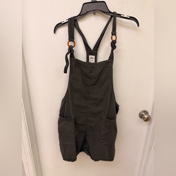 aerie Black Short Denim Overalls Size XL - Picture 2 of 4